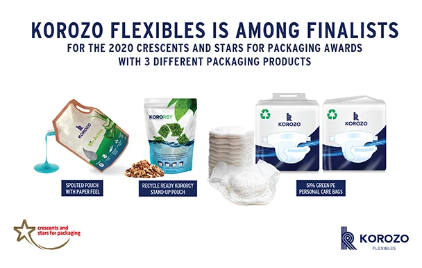 KOROZO FLEXIBLES IS AMONG FINALISTS FOR 2020 CRESCENTS AND STARS FOR PACKAGING AWARDS